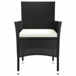Berkfield Home Garden Chairs with Cushions 4 pcs Black Poly Rattan - thumbnail 4