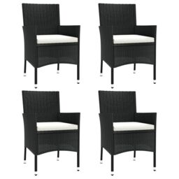 Berkfield Home Garden Chairs with Cushions 4 pcs Black Poly Rattan - thumbnail 2