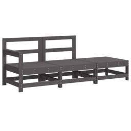 Berkfield Home Beautiful 3 Piece Garden Lounge Set with Cushions Grey Solid Wood