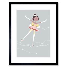 "Artery8 Wall Art Print Girls Ballerina Dancer Stars Art Framed 9x7 inch in Black - Size: W7"" x H9""" - thumbnail 1