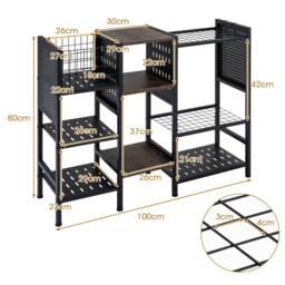 Costway 3-Tier Garden Tool Organizer w/ Shelves Tool Storage Yard Storage Rack in Black - thumbnail 3