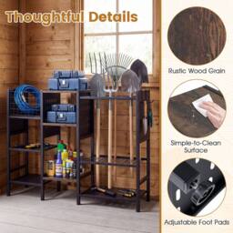 Costway 3-Tier Garden Tool Organizer w/ Shelves Tool Storage Yard Storage Rack in Black - thumbnail 7