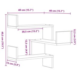 Berkfield Home Wall Shelves 2 pcs Black Oak 40x40x49.5 cm Engineered Wood - thumbnail 9