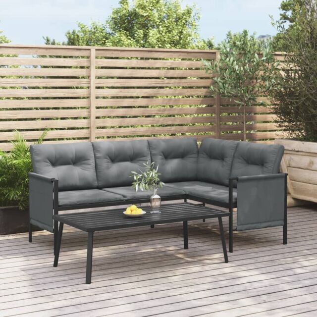 Berkfield Home Garden Coffee Table Anthracite 110x55x35cm Steel in Black - Size: 110 x 55 x 35 cm