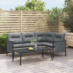 Berkfield Home Garden Coffee Table Anthracite 110x55x35cm Steel in Black - Size: 110 x 55 x 35 cm