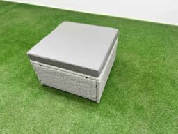 Fimous 7 Seater PE Wicker Rattan Furniture Sofa Sets with Rectangular Dining Table 2 Seater Love Sofa Big Footstool Light Grey - thumbnail 5