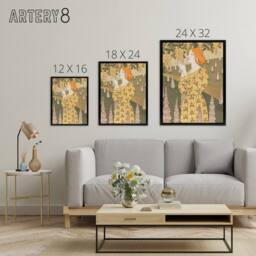 "Artery8 Laburnum Foxglove Framed Canvas Wall Art Print Vintage Floral Verneuil in Khaki - Size: W12"" x H16""" - thumbnail 4