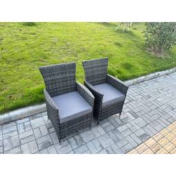 Fimous Rattan Garden Furniture with Big Round Gas Firepit Table & 6 Chairs in Dark Grey - thumbnail 5
