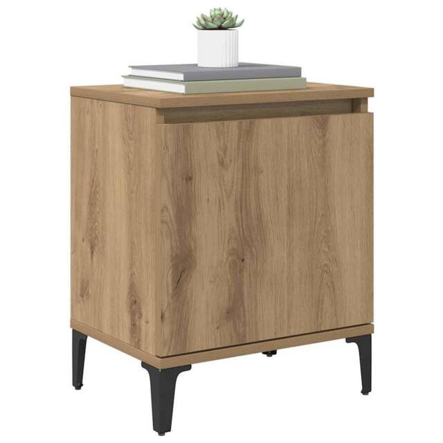 Berkfield Home Modern Artisan Oak Bedside Table Artisan Oak Engineered wood, Metal in Brown - image 1