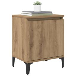 Berkfield Home Modern Artisan Oak Bedside Table Artisan Oak Engineered wood, Metal in Brown - thumbnail 1