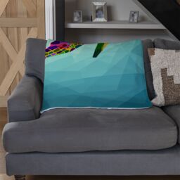 Benjamin Tate Design geometric blue water ocean Designer Blanket in Natural - Size: 120 cm x 150 cm - thumbnail 2