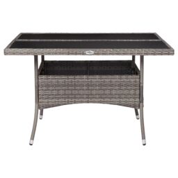 Berkfield Home Outdoor Dining Table Grey Poly Rattan & Glass - thumbnail 2