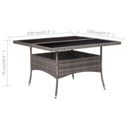 Berkfield Home Outdoor Dining Table Grey Poly Rattan & Glass - thumbnail 4