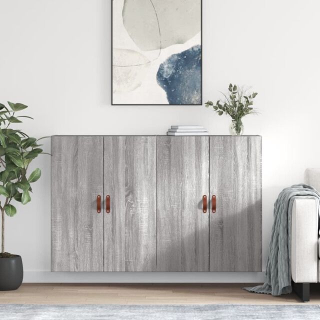 Berkfield Home Wall Mounted Cabinets 2 pcs Grey Sonoma 69.5x34x90 cm - image 1