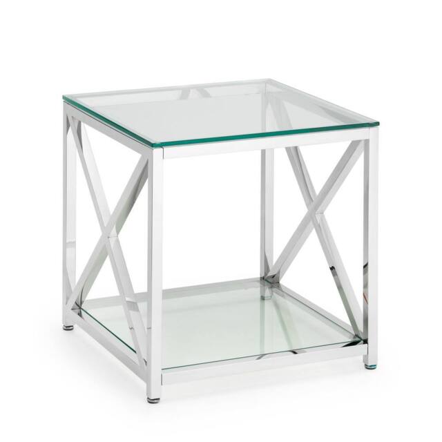 Cheshire Monaco Lamp Table in Glass & Silver - image 1