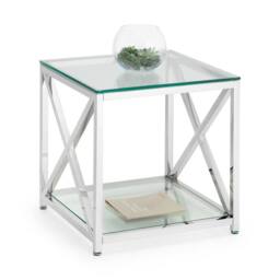 Cheshire Monaco Lamp Table in Glass & Silver - thumbnail 2
