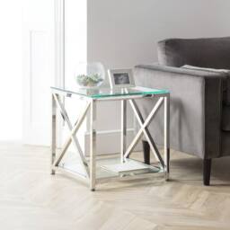 Cheshire Monaco Lamp Table in Glass & Silver - thumbnail 3
