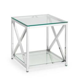 Cheshire Monaco Lamp Table in Glass & Silver - thumbnail 1
