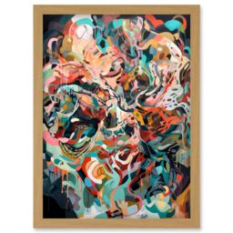Artery8 Henri Matisse Inspired Abstract Shapes Framed Wall Art Print A4 in Light Oak - thumbnail 1