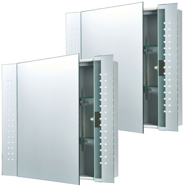 Loops 2 PACK IP44 LED Bathroom Mirror 60cm x 65cm Cabinet Light IR Switch & Shaver - Size: 60 cm x 65 cm - image 1