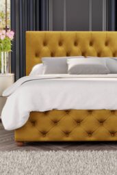 Laurence Llewelyn-Bowen Luna Ottoman Storage Bed in Plush Velvet Fabric, Custom Made in Mustard - Size: King - thumbnail 4