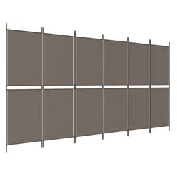 Berkfield Home 6-Panel Room Divider Anthracite 300x200 cm Fabric in Black - thumbnail 2