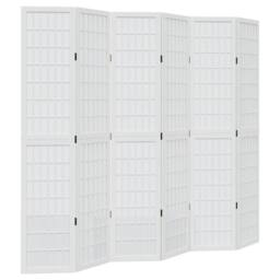 Berkfield Home Room Divider 6 Panels White Solid Wood Paulownia - thumbnail 2