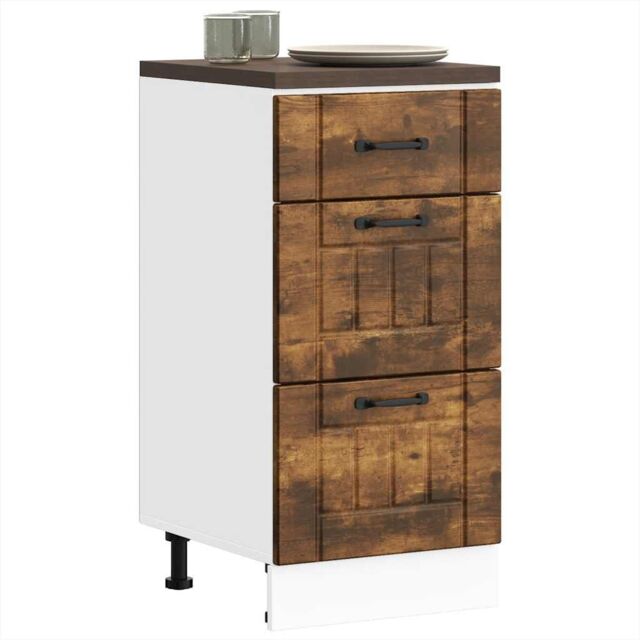 Berkfield Home Kitchen Base Cabinet Lucca Smoked Oak Engineered Wood in Brown - image 1