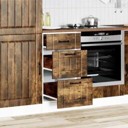Berkfield Home Kitchen Base Cabinet Lucca Smoked Oak Engineered Wood in Brown - thumbnail 3