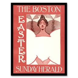 Artery8 Ethel Reed Framed Wall Art Print Herald Easter Cover Art Nouveau in Red - Size: A4 - thumbnail 1