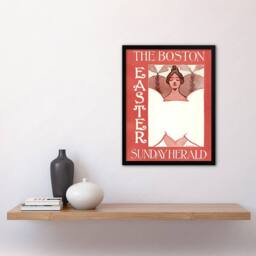 Artery8 Ethel Reed Framed Wall Art Print Herald Easter Cover Art Nouveau in Red - Size: A4 - thumbnail 2