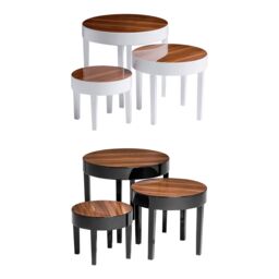Orsina Modern Design Nest Of 3 White High Gloss Table, Space Saving Nesting Tables, Stackable Design Side Tables - thumbnail 2
