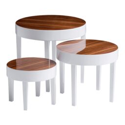 Orsina Modern Design Nest Of 3 White High Gloss Table, Space Saving Nesting Tables, Stackable Design Side Tables