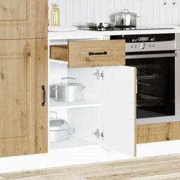 Berkfield Home Kitchen Base Cabinet Kalmar Artisan Oak Engineered Wood in Brown - thumbnail 3