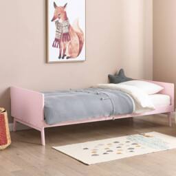 Wyld and Coco Pastel Pink Pine Single Bed 90 x 200 cm Slatted Base Scandinavian - thumbnail 1