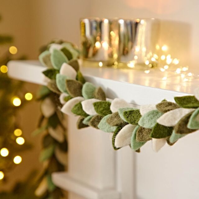 Paper High Felt Greenery Christmas Garland in Green - image 1