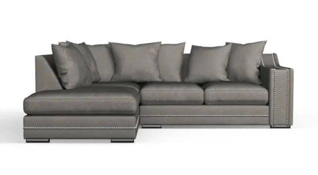 Snugg Furniture UK Limited (Left Hand) Robin Studed Corner Sofa in Grey - image 1
