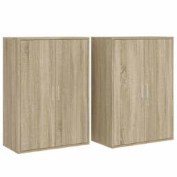 Berkfield Home Sideboards 2 pcs Sonoma Oak 60x31x84 cm Engineered Wood in Light Brown - Size: 60 x 31 x 84 cm - thumbnail 3