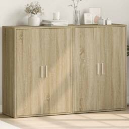 Berkfield Home Sideboards 2 pcs Sonoma Oak 60x31x84 cm Engineered Wood in Light Brown - Size: 60 x 31 x 84 cm - thumbnail 2