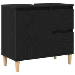 Berkfield Home Sink Cabinet Black Oak 65x33x60 cm Engineered Wood - Size: 65 x 33 x 60 cm - thumbnail 2