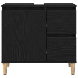 Berkfield Home Sink Cabinet Black Oak 65x33x60 cm Engineered Wood - Size: 65 x 33 x 60 cm - thumbnail 7