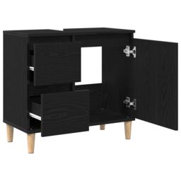 Berkfield Home Sink Cabinet Black Oak 65x33x60 cm Engineered Wood - Size: 65 x 33 x 60 cm - thumbnail 5