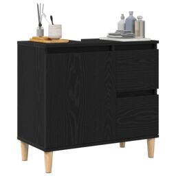Berkfield Home Sink Cabinet Black Oak 65x33x60 cm Engineered Wood - Size: 65 x 33 x 60 cm - thumbnail 3
