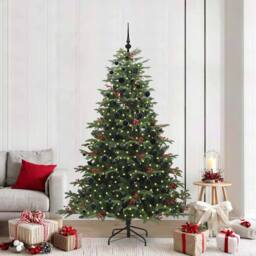 Berkfield Home Artificial Christmas Tree with 300 LEDs with Stand Green 210 cm