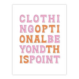 "Artery8 Clothing Optional Beyond This Point Simple Fun Wall Art Print in White - Size: W12"" x H16""" - thumbnail 1