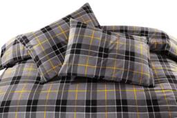 Homes-Linen 100% Brushed Cotton Tartan Flannelette Duvet Cover Set in Grey - Size: Single - thumbnail 2