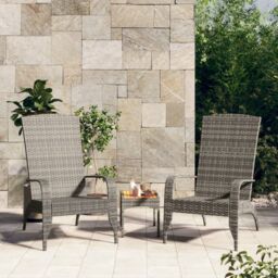 Berkfield Home Garden Adirondack Chair Grey Poly Rattan - thumbnail 1