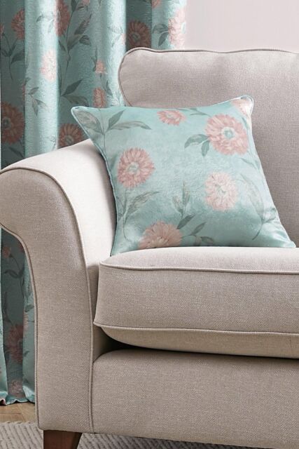 Dreams & Drapes 'Dahlia' Filled Cushion in Duck Egg Blue - Size: 43 cm x 43 cm - image 1
