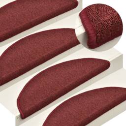 Berkfield Home Carpet Stair Treads 15 pcs Red 56x17x3 cm - Size: Medium - thumbnail 2