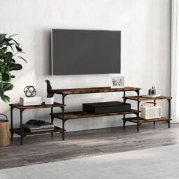 Berkfield Home TV Cabinet Smoked Oak 197x35x52 cm Engineered Wood in Brown - Size: 197 x 35 x 52 cm - thumbnail 2